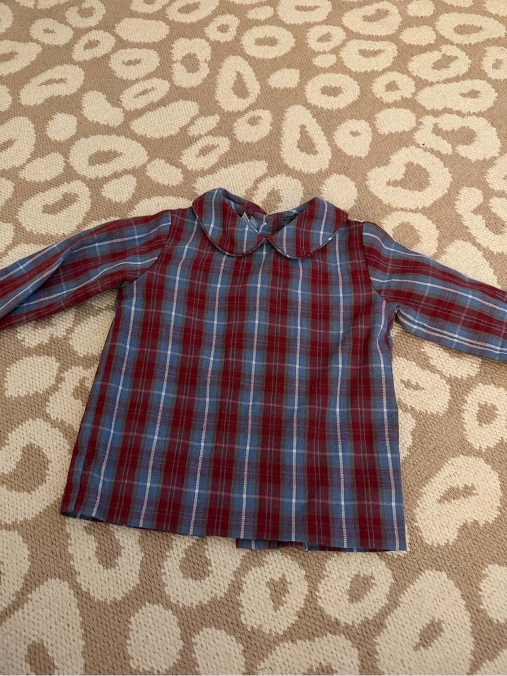 Little English Plaid Peter Pan Collar Shirt - Blue & Burgundy